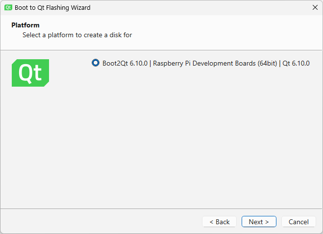 Boot to Qt Flashing Wizard.