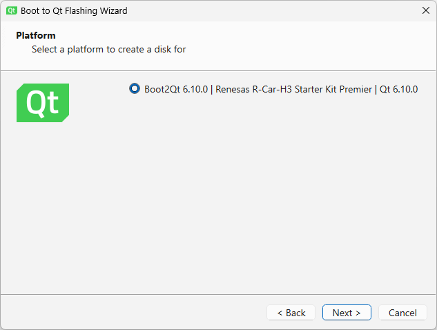 Boot to Qt Flashing Wizard.
