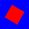 Rotated red rectangle inside a blue rectangle.