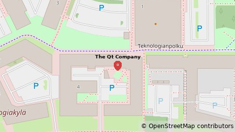 A MapQuickItem showing a marker on a map.