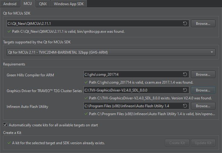 Creating an SDK for an Infineon target using Qt Creator.