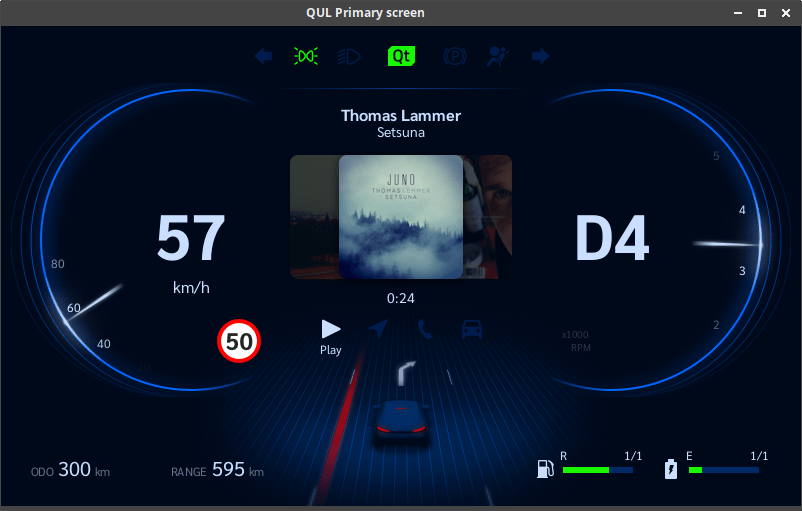 Normal mode on the digital cluster demo.