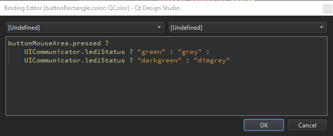 Entering the binding expression in the Binding Editor.