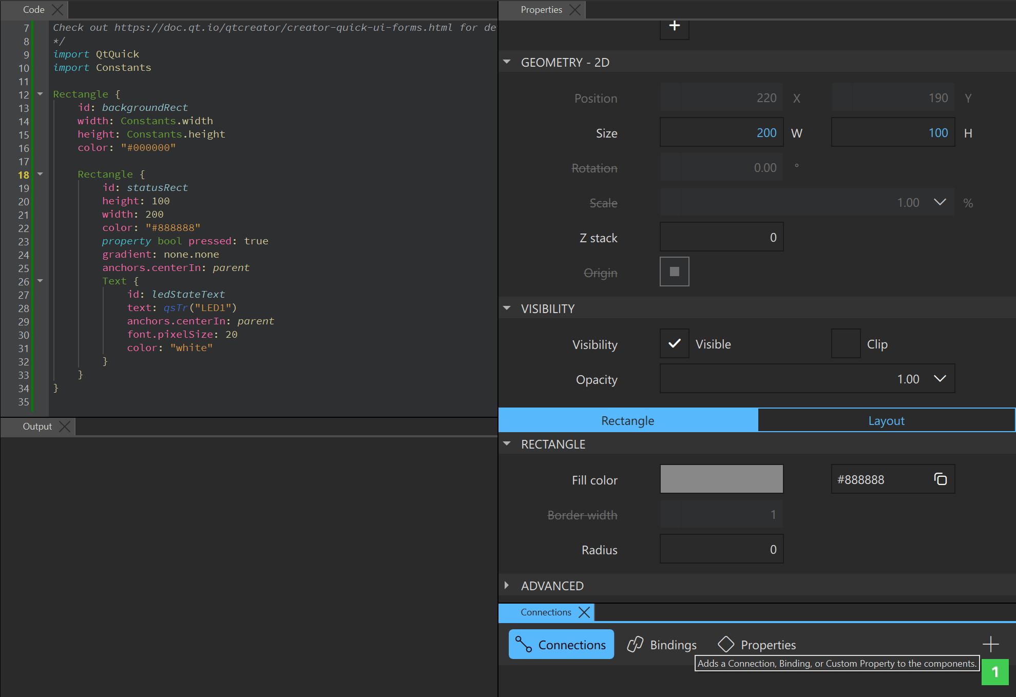 Adding a new connection in the Connections view.