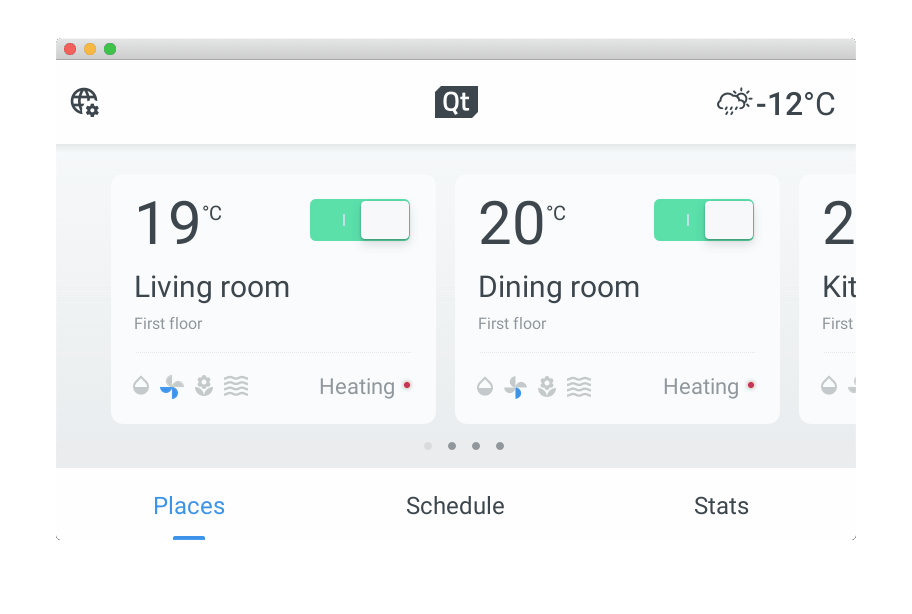Large screen thermostat demo with English language.