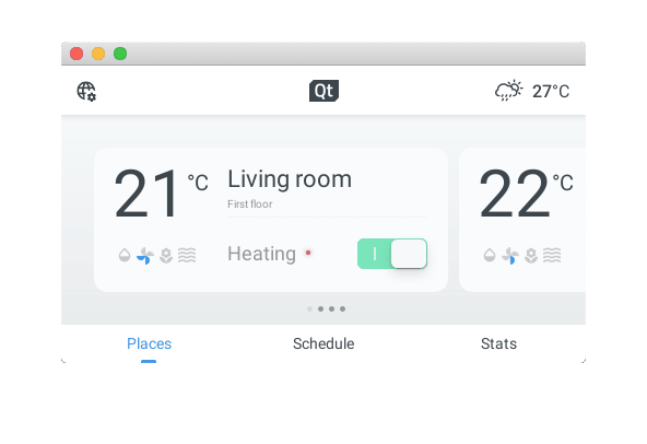 Small screen thermostat demo with English language.
