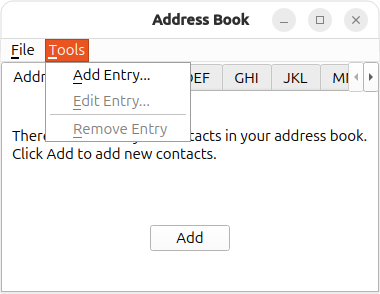 Add Entry, Edit Entry, and Remove Entry in Tools menu