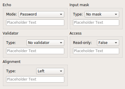 Application with various types and uses of line edits