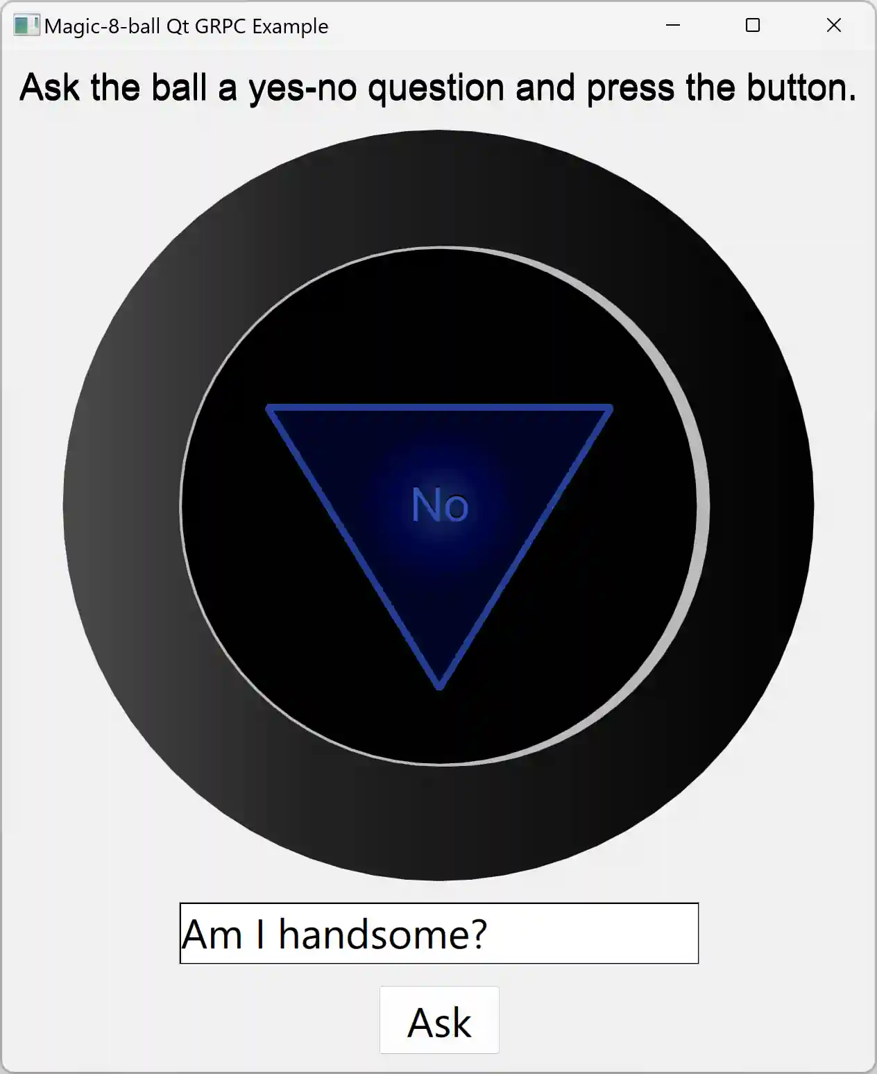 Magic 8 ball example screenshot