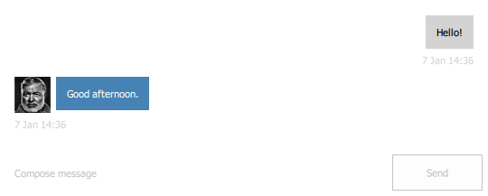 Chat messages displaying timestamps below message text