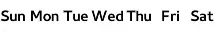 Day of week row displaying weekday names