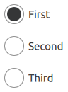 Radio buttons labeled First, Second, Third with First selected