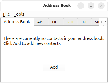 Tab for adding new contacts