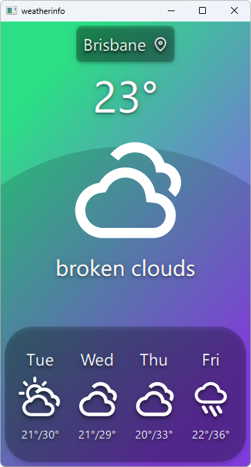 Sample weather info screen