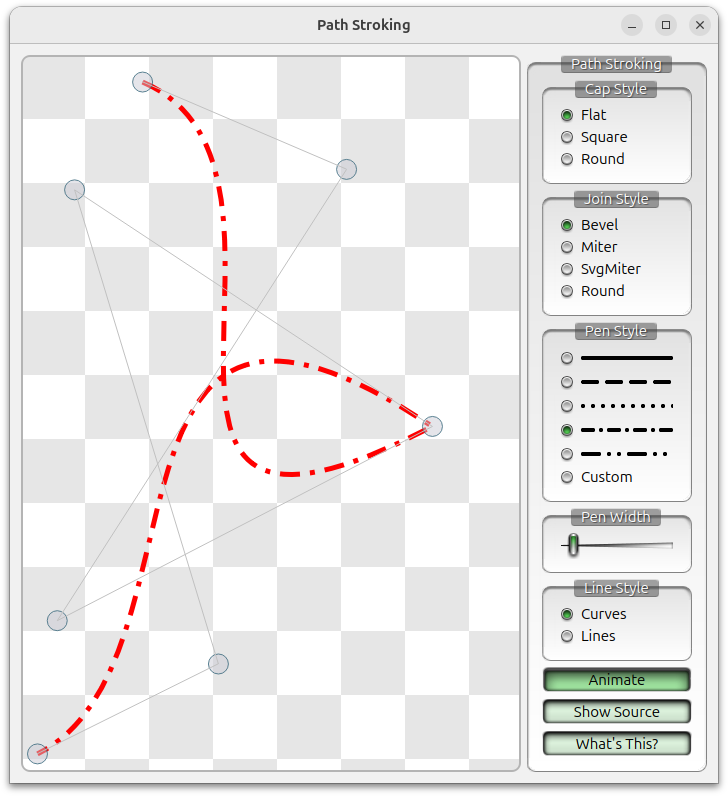 Application showing an adjustable curve and curve style options