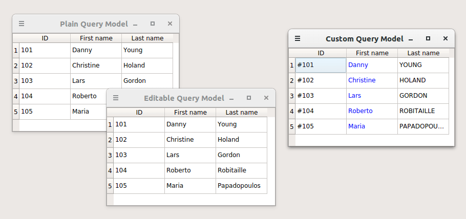 The user can create different query models, from a Plain Query Model, to models that can be edited and customized further