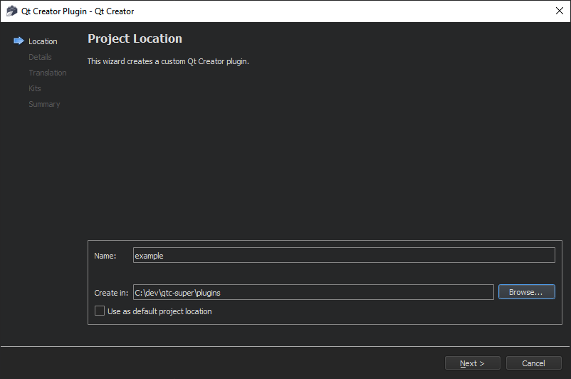 Choose Name and Place of the Project