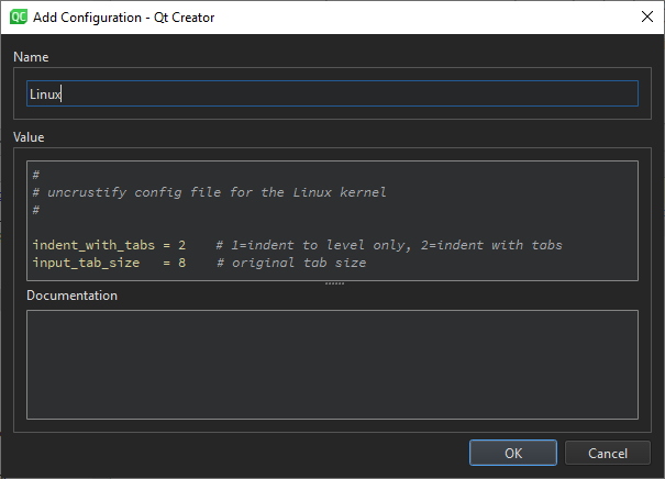 Add Configuration dialog