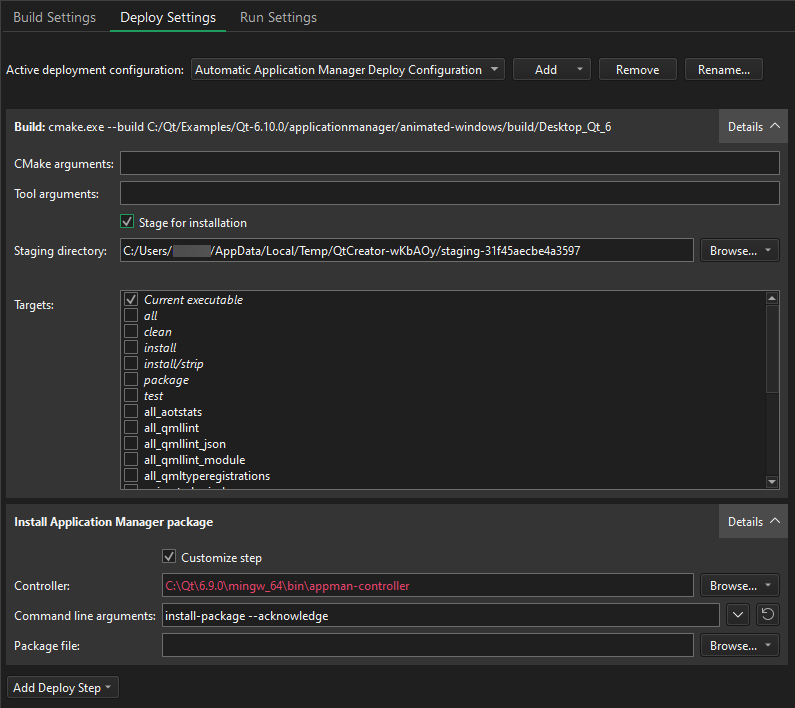 Deploy to application manager