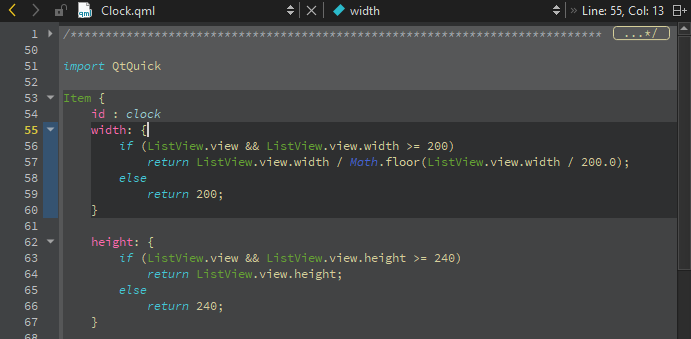 A code block highlighted in the editor