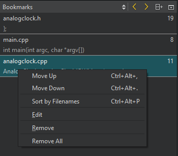 Listing bookmarks in Bookmarks view