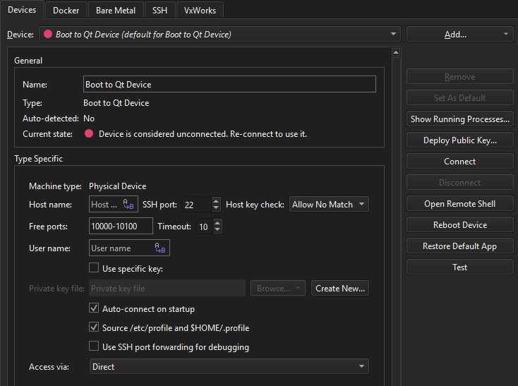 Devices tab in Devices preferences