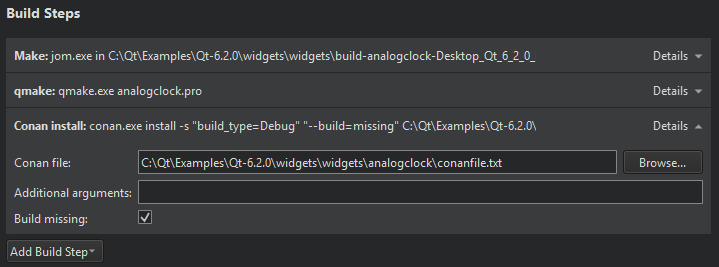 Conan Install build step