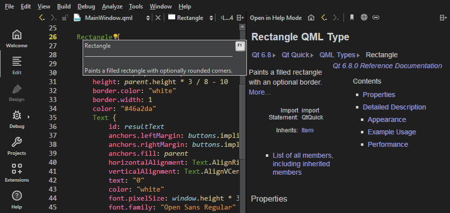 Context-sensitive help in Edit mode