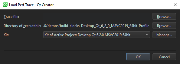 Load Perf Trace dialog