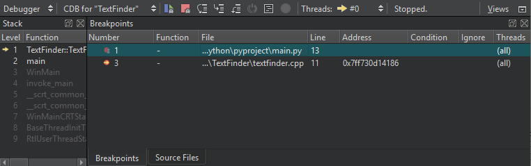 Debug mode views while debugging