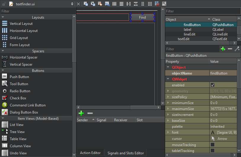 Qt Widgets Designer open in the Design mode