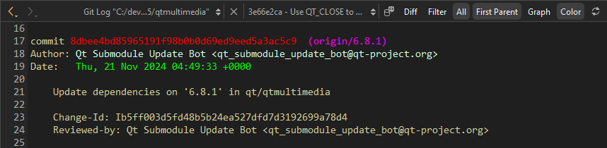 Commit details in Git log