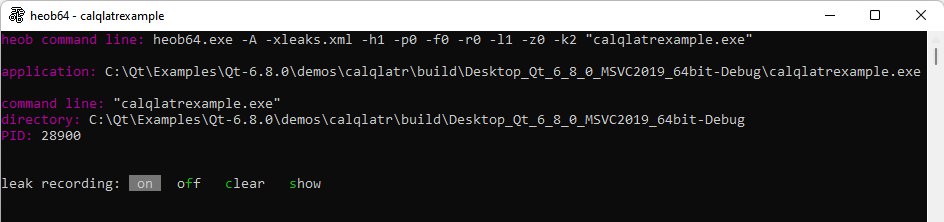 Heob running in a terminal