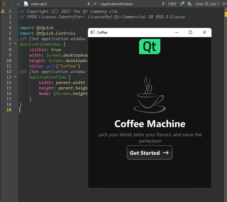 Application running on top of the editor view