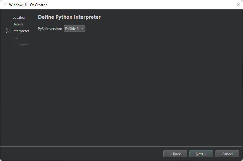 Define Python Interpreter dialog