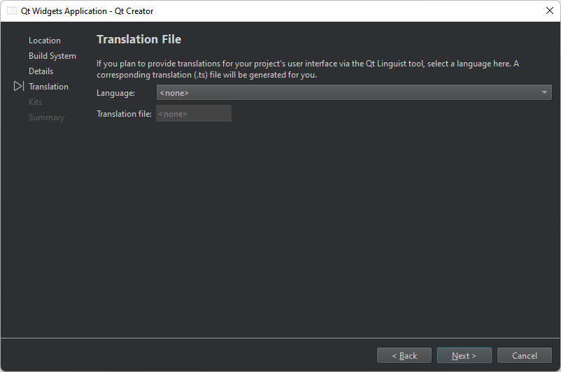 Translation File dialog