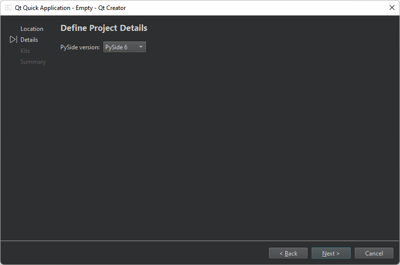 Define Project Details dialog