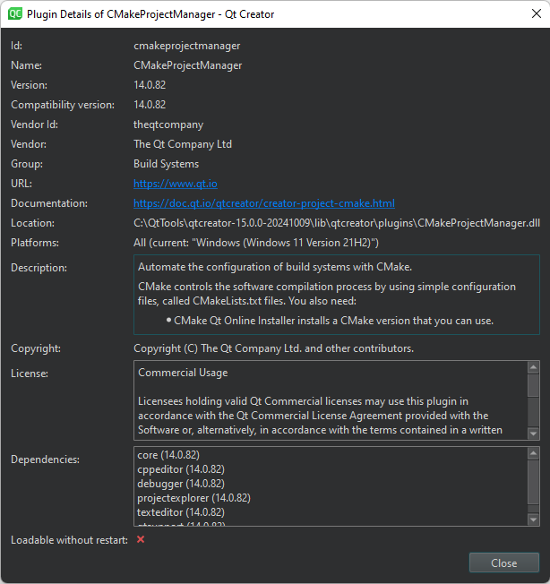 Plugin Details dialog