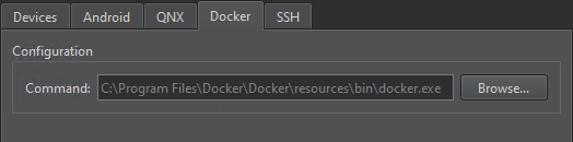 Docker tab in Devices preferences