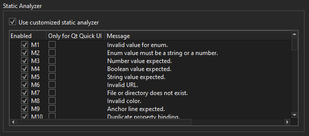 QML/JS Editing tab in Qt Quick preferences