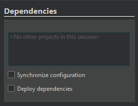 Dependencies settings in the Projects mode