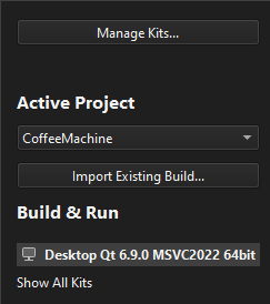 Sidebar in the Projects mode