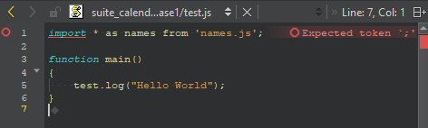 A test script open in the editor