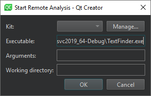 Start Remote Analysis dialog