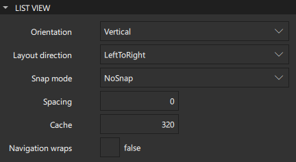 List View properties