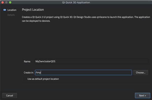 Project location and name