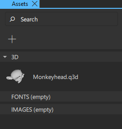 The imported 3D asset in the Assets view.