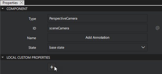 Selecting the Add button in the Properties view.