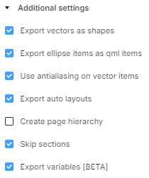 Qt Bridge for Figma veriables export settings