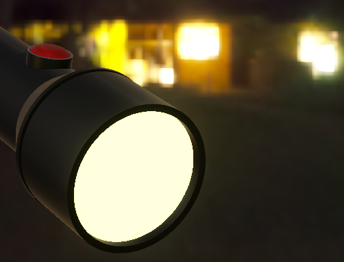 A close-up of a light in the scene with Blend mode set to SoftLight.